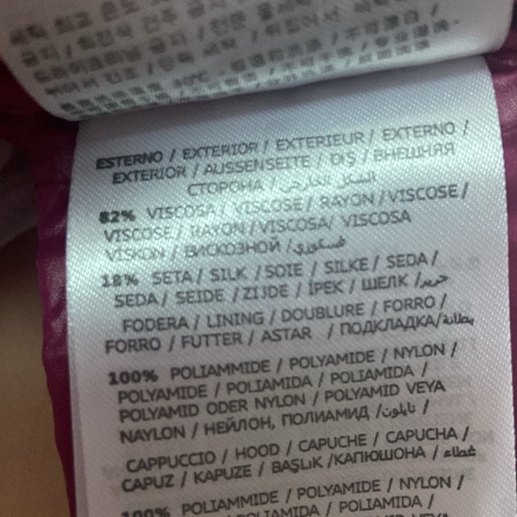 Cropped Puffer Jacket Goose Down Fill Silk Blend Sz S Hot Pink Barbie - Picture 8 of 8